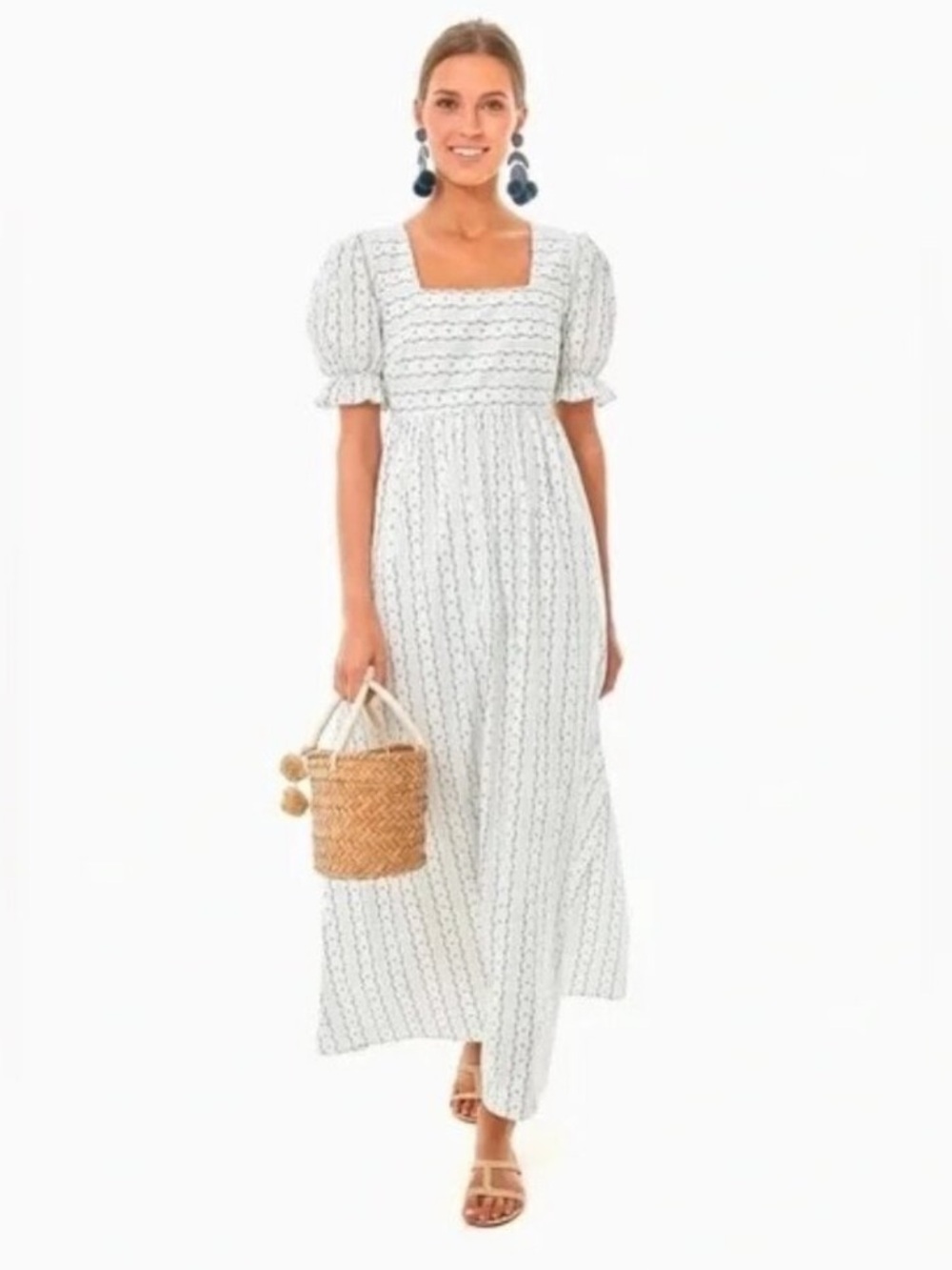 Tuckernuck Pomander Place Pippa Floral Square Neck Puff Sleeve Maxi Dress - XL